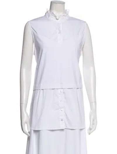 Pre-owned Finley Sleeveless Button-up Top In White