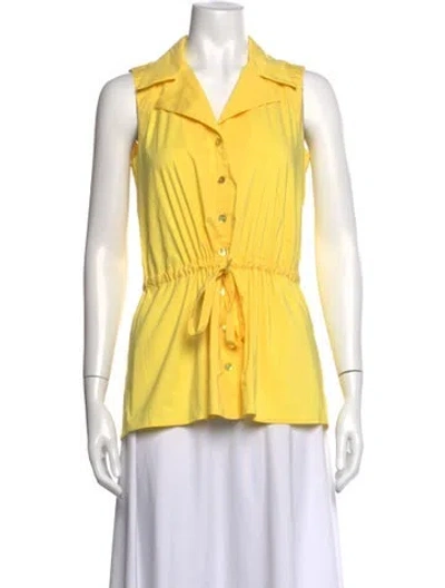 Pre-owned Finley Sleeveless Button-up Top In Yellow