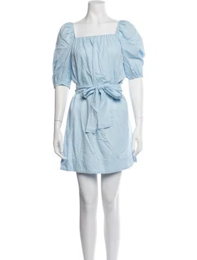 Pre-owned Finley Square Neckline Mini Dress In Blue