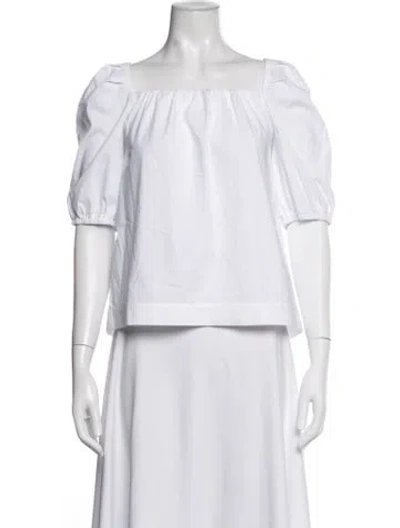 Pre-owned Finley Square Neckline Short Sleeve Top In White