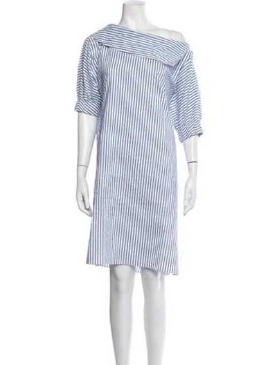 Pre-owned Finley Striped Knee-length Dress In Blue/white
