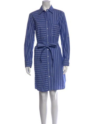 Pre-owned Finley Striped Knee-length Dress In Blue/white