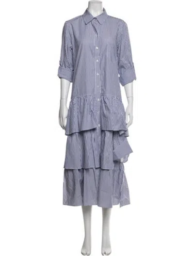 Pre-owned Finley Striped Long Dress In Blue/white