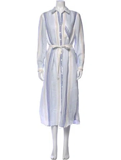 Pre-owned Finley Striped Long Dress In White