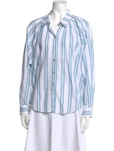 Pre-owned Finley Striped Long Sleeve Top In Blue/white