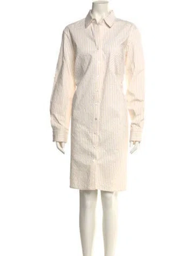 Pre-owned Finley Striped Midi Length Dress In Neutral