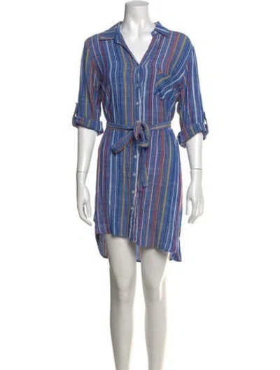 Pre-owned Finley Striped Mini Dress In Blue