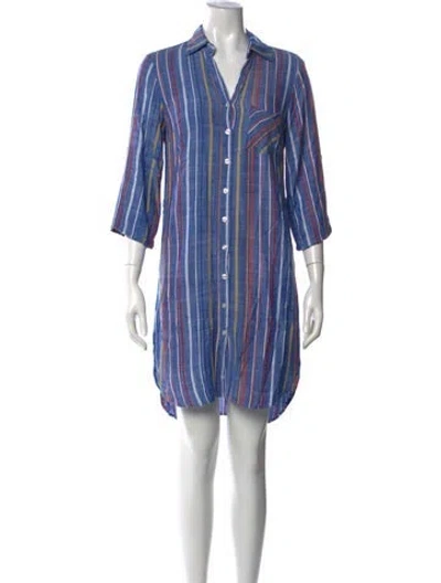 Pre-owned Finley Striped Mini Dress In Blue
