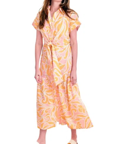 Finley Tara Tie Front Dress In Coral In Multi