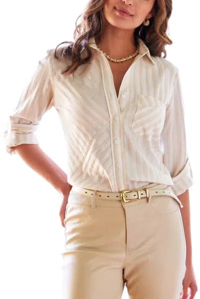 Finley Teigan Stripe Shirt In Natural/white In Neutral