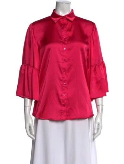 Pre-owned Finley Three-quarter Sleeve Blouse In Pink