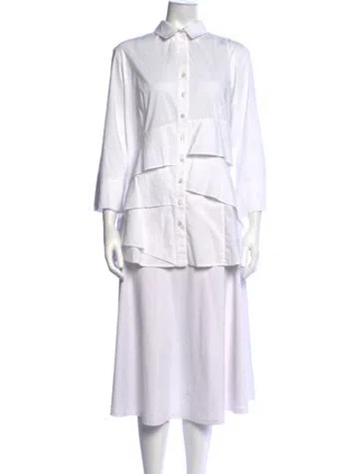 Pre-owned Finley Three-quarter Sleeve Button-up Top In White