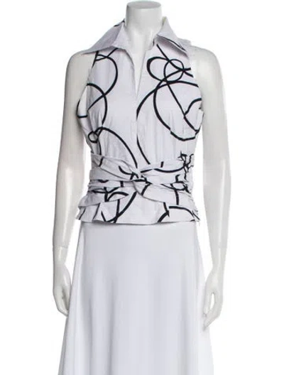 Pre-owned Finley Tie-dye Print Halterneck Crop Top In White