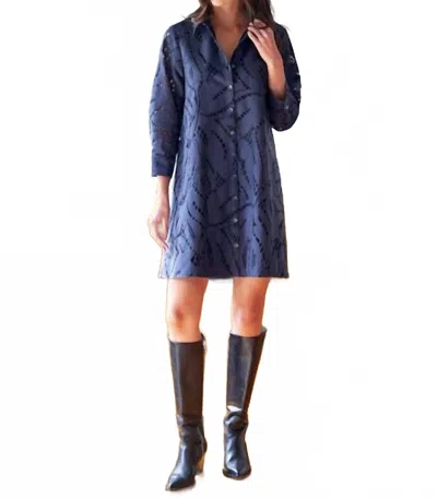 Finley Trapeze Chunky Lace Dress In Navy In Blue