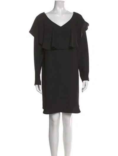 Pre-owned Finley V-neck Knee-length Dress In Black