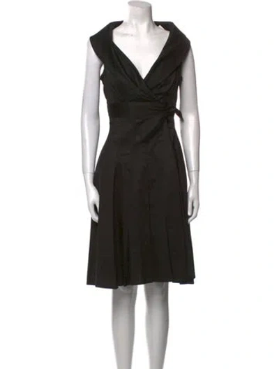 Pre-owned Finley V-neck Knee-length Dress In Black