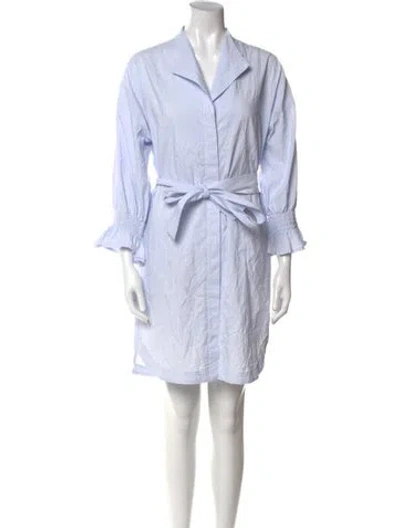 Pre-owned Finley V-neck Knee-length Dress In Blue