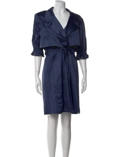 Pre-owned Finley V-neck Knee-length Dress In Blue