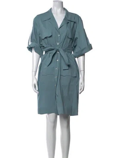 Pre-owned Finley V-neck Knee-length Dress In Green