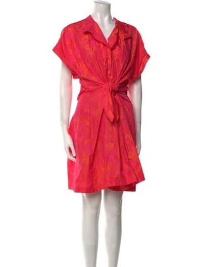 Pre-owned Finley V-neck Knee-length Dress In Pink