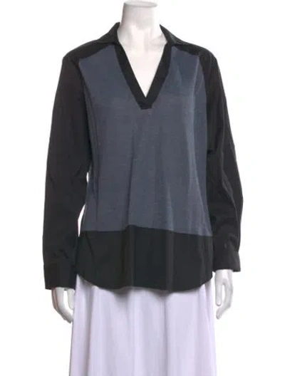 Pre-owned Finley V-neck Long Sleeve Top In Black