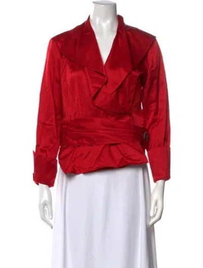 Pre-owned Finley V-neck Long Sleeve Top In Red