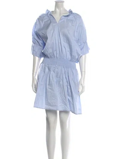 Pre-owned Finley V-neck Mini Dress In Blue