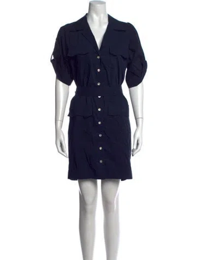 Pre-owned Finley V-neck Mini Dress In Blue