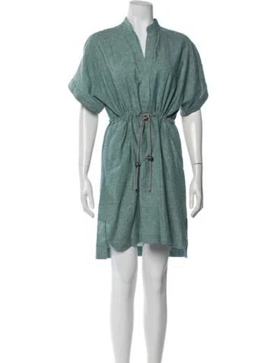 Pre-owned Finley V-neck Mini Dress In Blue