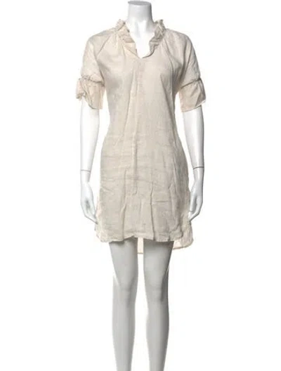Pre-owned Finley V-neck Mini Dress In Neutral