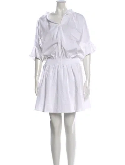 Pre-owned Finley V-neck Mini Dress In White