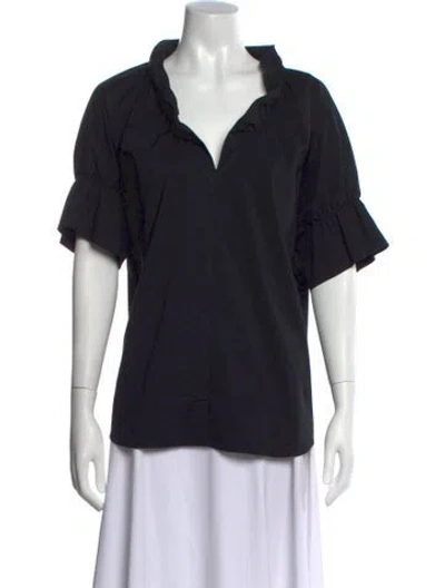 Pre-owned Finley V-neck Short Sleeve Top In Black