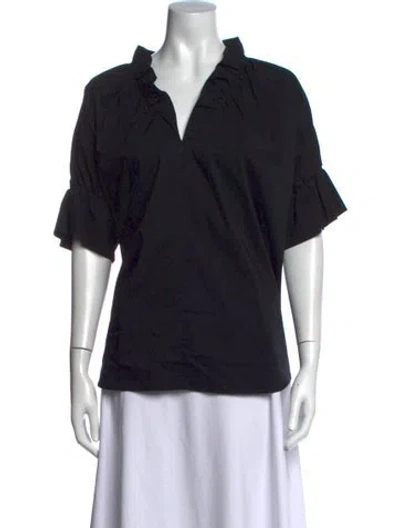 Pre-owned Finley V-neck Short Sleeve Top In Black