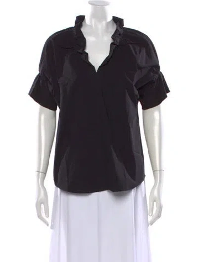 Pre-owned Finley V-neck Short Sleeve Top In Black