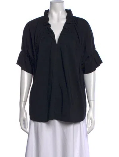 Pre-owned Finley V-neck Short Sleeve Top In Black