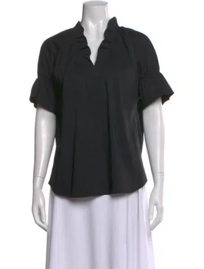 Pre-owned Finley V-neck Short Sleeve Top In Green