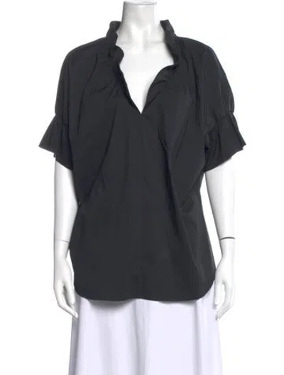 Pre-owned Finley V-neck Short Sleeve Top In Grey