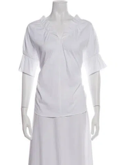 Pre-owned Finley V-neck Short Sleeve Top In White