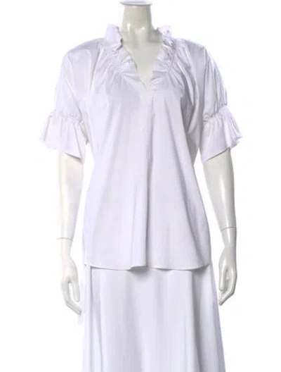 Pre-owned Finley V-neck Short Sleeve Top In White