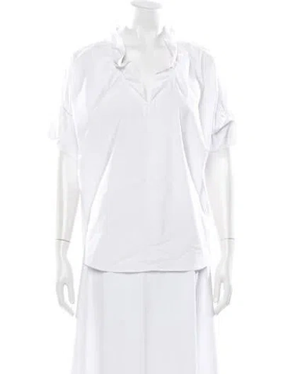 Pre-owned Finley V-neck Short Sleeve Top In White