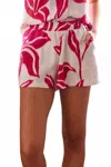 Finley Women's Batik Print Seaside Short In Natural/raspberry In Neutral