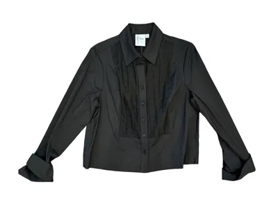 Finley Women's Crop Tux Shirt In Black