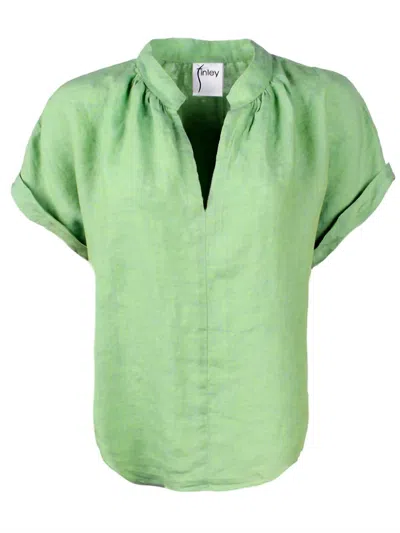 Finley Women's Jay Crossdye Linen Top In Green Tea