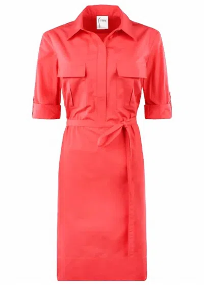 Finley Women's Marty Typewriter Cloth Shirt Dress In Coral In Orange