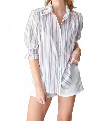 Finley Women's Sirena Drop Needle Striped Blouse In Tan In Black