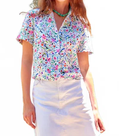 Finley Women's Whimsy Alli Shirt In White/multi In Blue