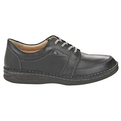 Pre-owned Finn Comfort Mens Shoes Norwich Casual Lace-up Low-profile Outdoor Leather In Black