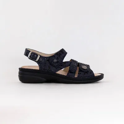 Finn Comfort Women's Gomera-s Sandal In Blue Arabesque In Black
