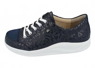 Finn Comfort Women's Ikebukuro Soft Sneakers In Blue/atlantic Arabesque/pata Fw23 In Black