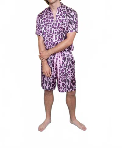 Finney Boyfriend Silk Shirt In Violet Jaguar In Purple